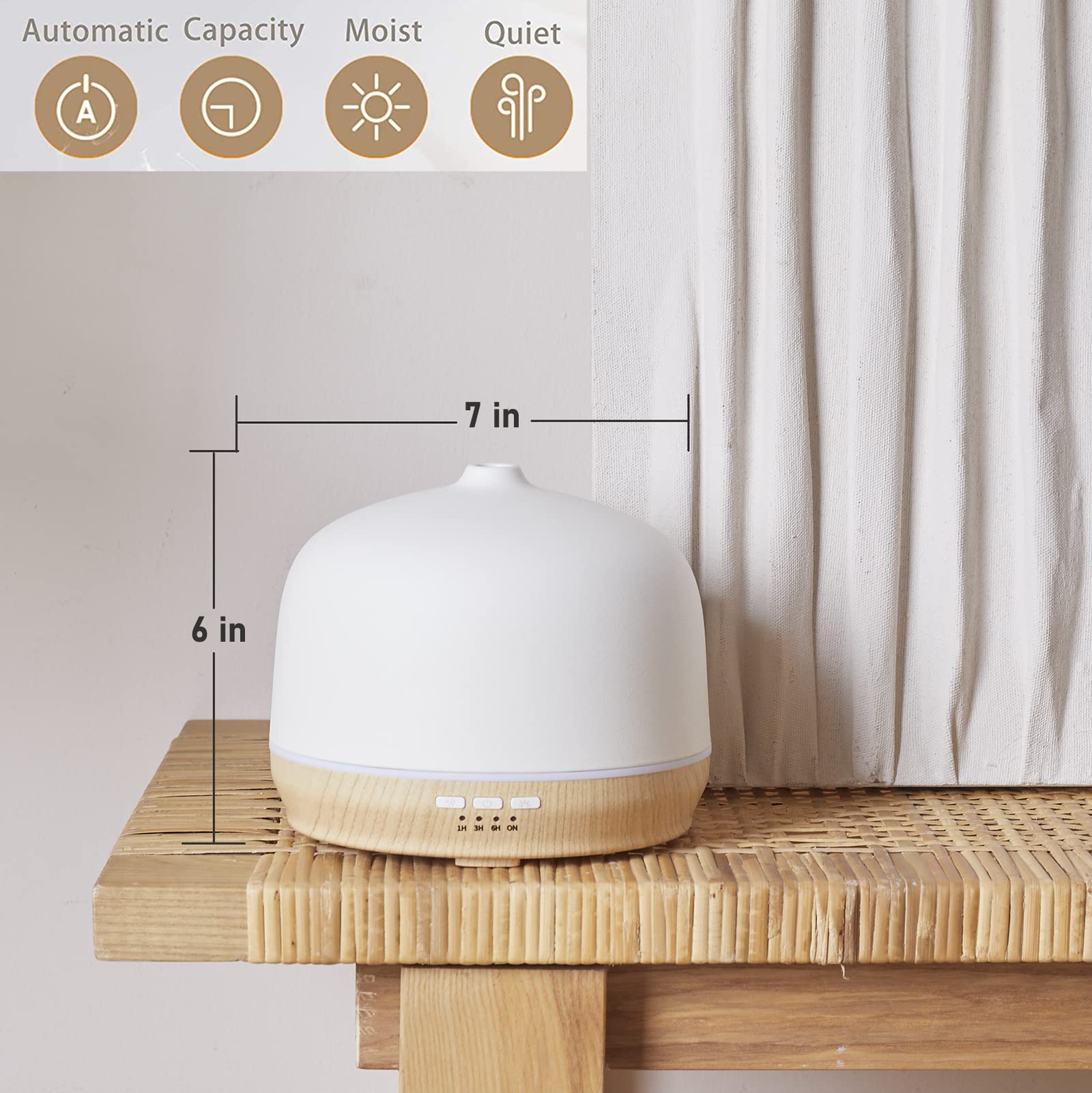 Kakoda Ceramic Essential Oil Diffuser – 500ml, Timed, Ultrasonic (Large Room)
