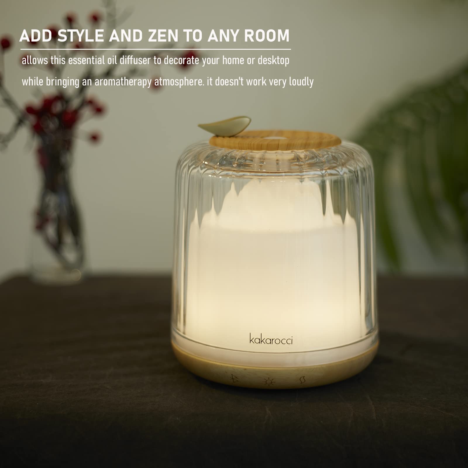 Kakoda Glass Dome Diffuser – 230ml Ultrasonic with Wood Base & Bluetooth Speaker