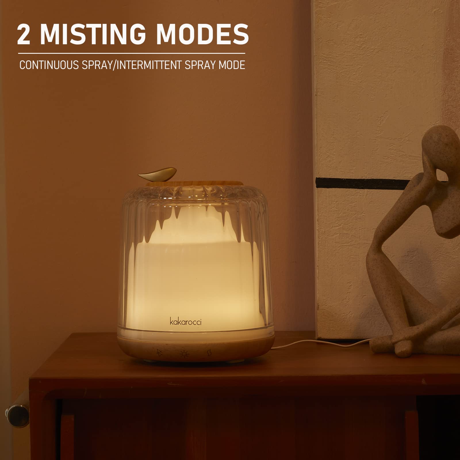 Kakoda Glass Dome Diffuser – 230ml Ultrasonic with Wood Base & Bluetooth Speaker