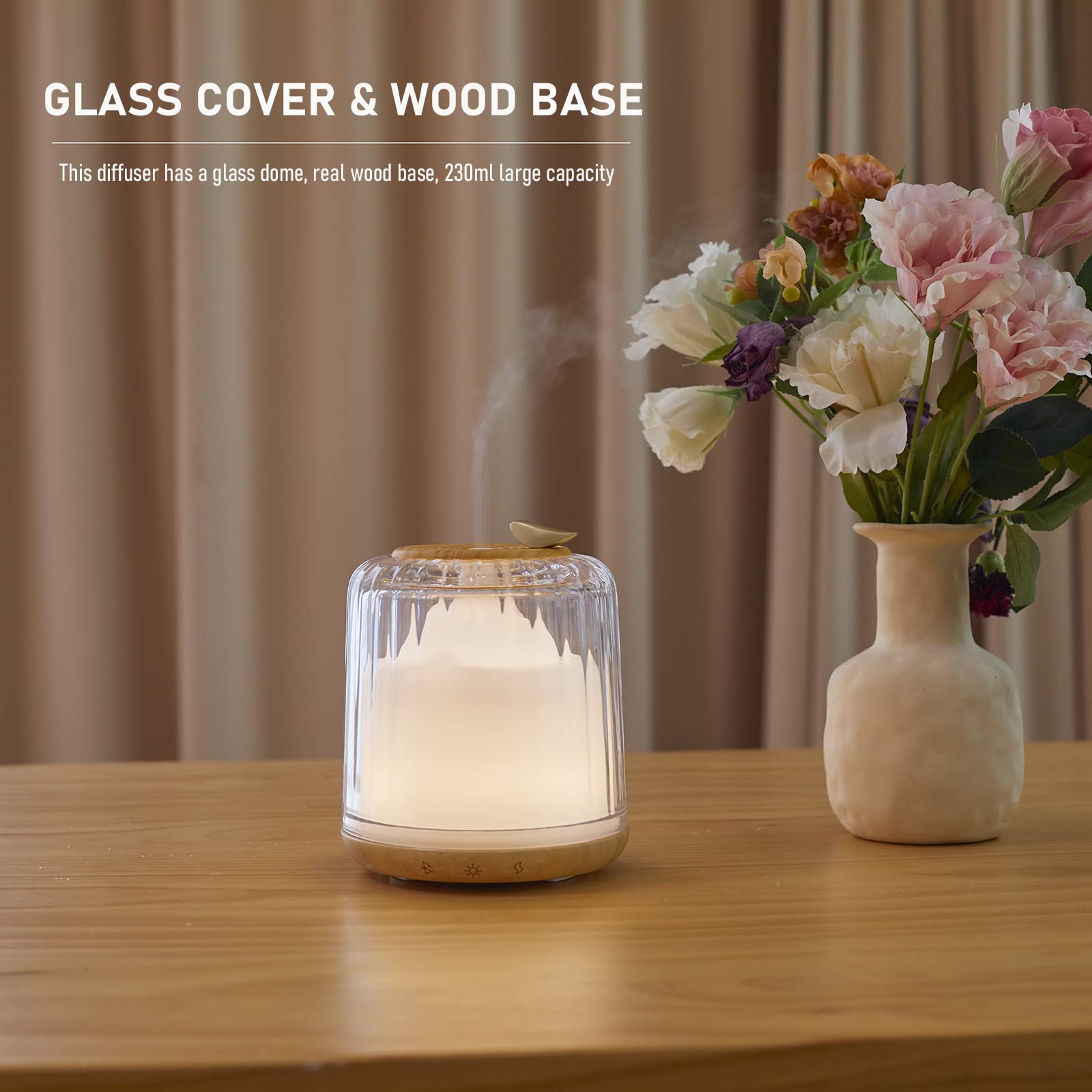 Kakoda Glass Dome Diffuser – 230ml Ultrasonic with Wood Base & Bluetooth Speaker