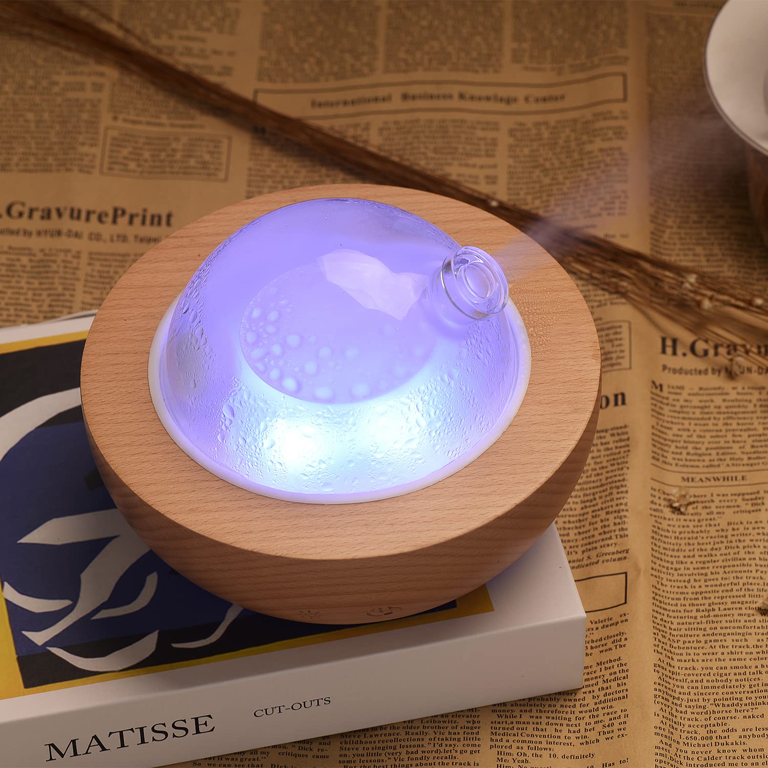 Kakoda Glass Essential Oil Diffuser | Wood Base + Bluetooth Speaker (2025)
