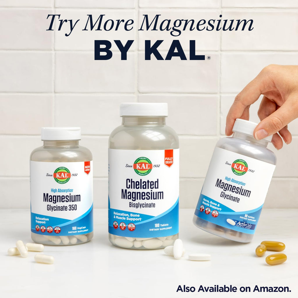 Kal 500 Mg Magnesium Tablets, 60 Count | Four-Form Magnesium Complex