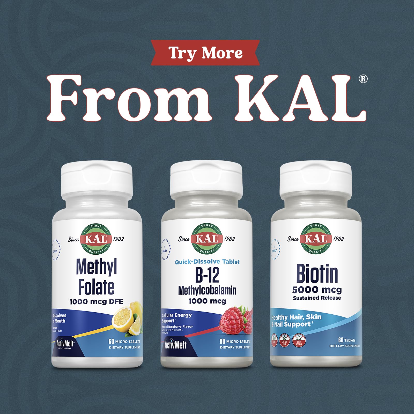 KAL Vitamin B12 Methylcobalamin 1000mcg | Fast-Dissolve ActivMelt