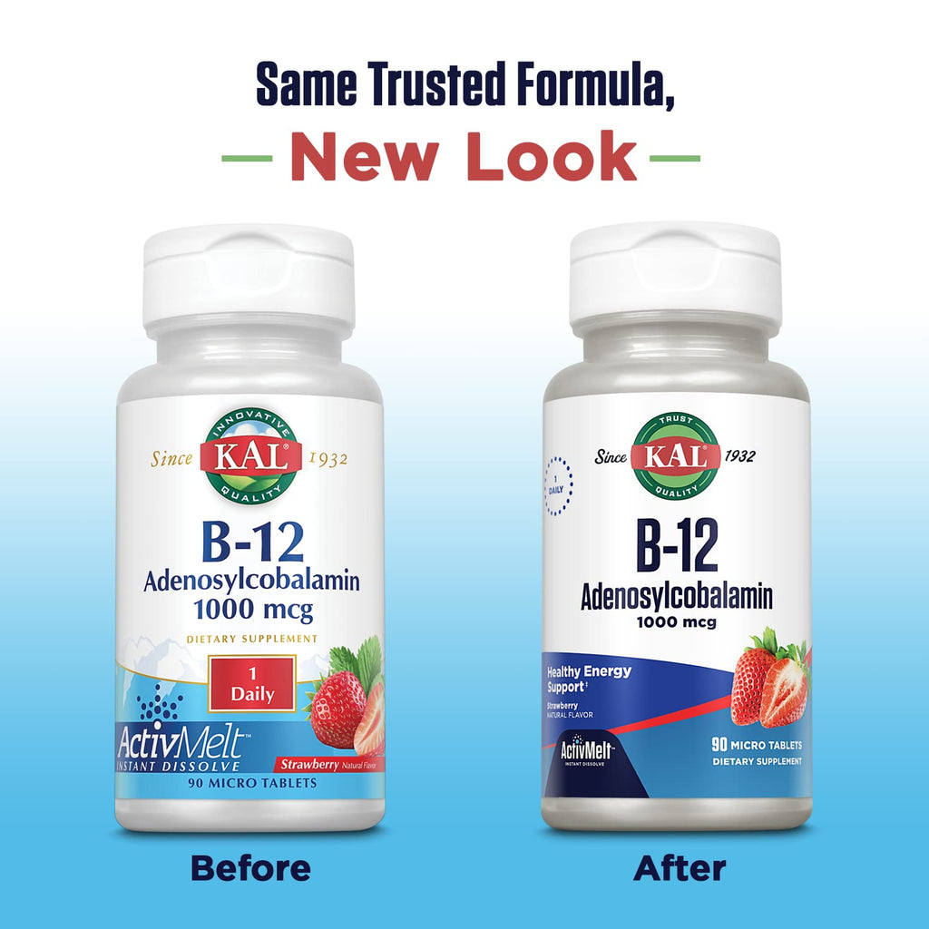 KAL B12 Adenosylcobalamin 1000mcg | Energy Support | Strawberry ActiveMelt
