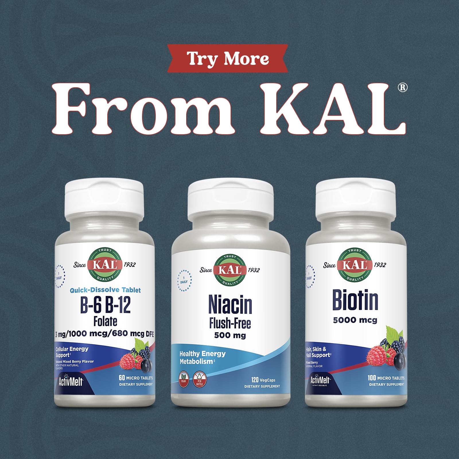 KAL Vitamin B-6, B-12 & Folic Acid – Heart Health & Energy, 60 Servings