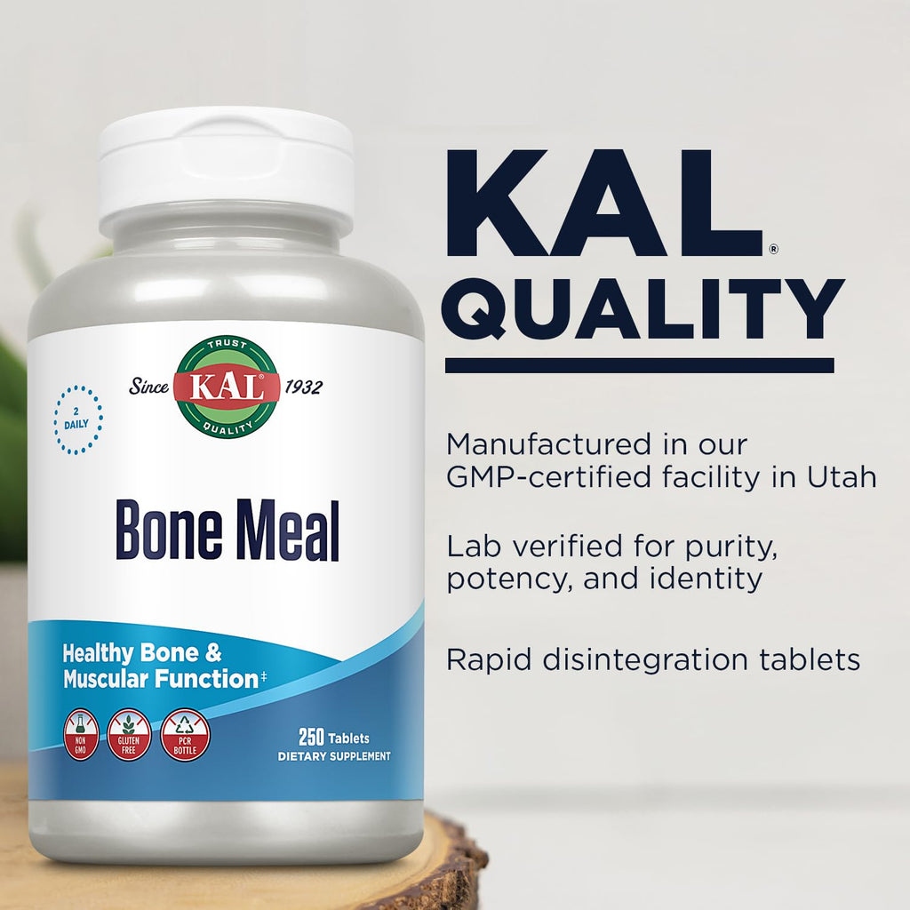 KAL Bone Meal Tablets – Calcium, Magnesium, Vitamin D3 & K | Bone Health Support