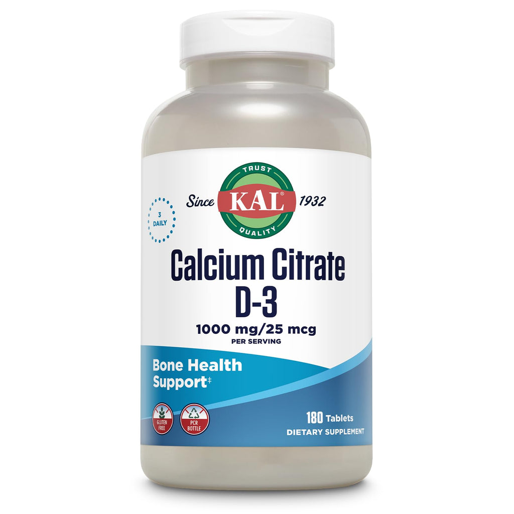 KAL Calcium Citrate with Vitamin D 1000 IU - 1000 mg, 180 Count