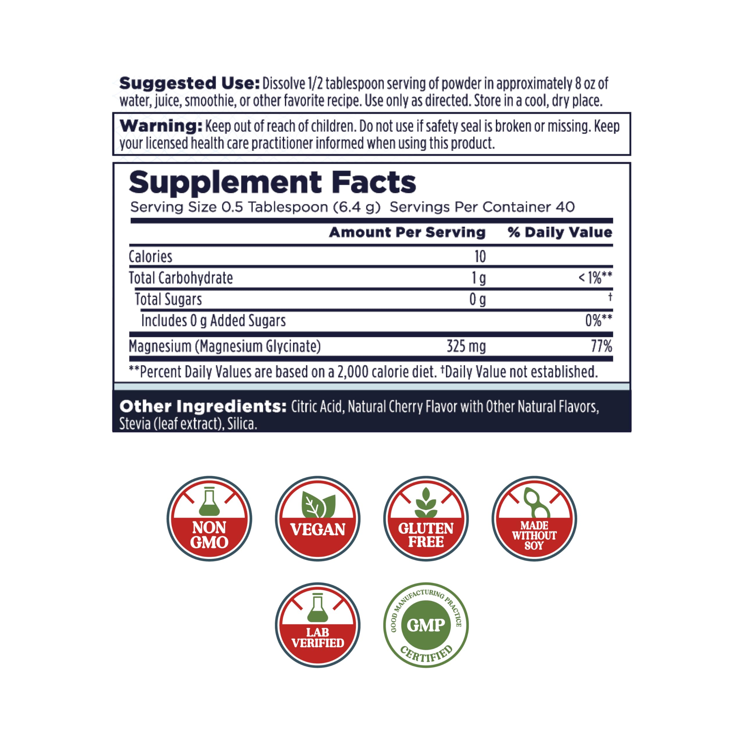 KAL Calming Magnesium Powder - Cherry Flavor, High Absorption