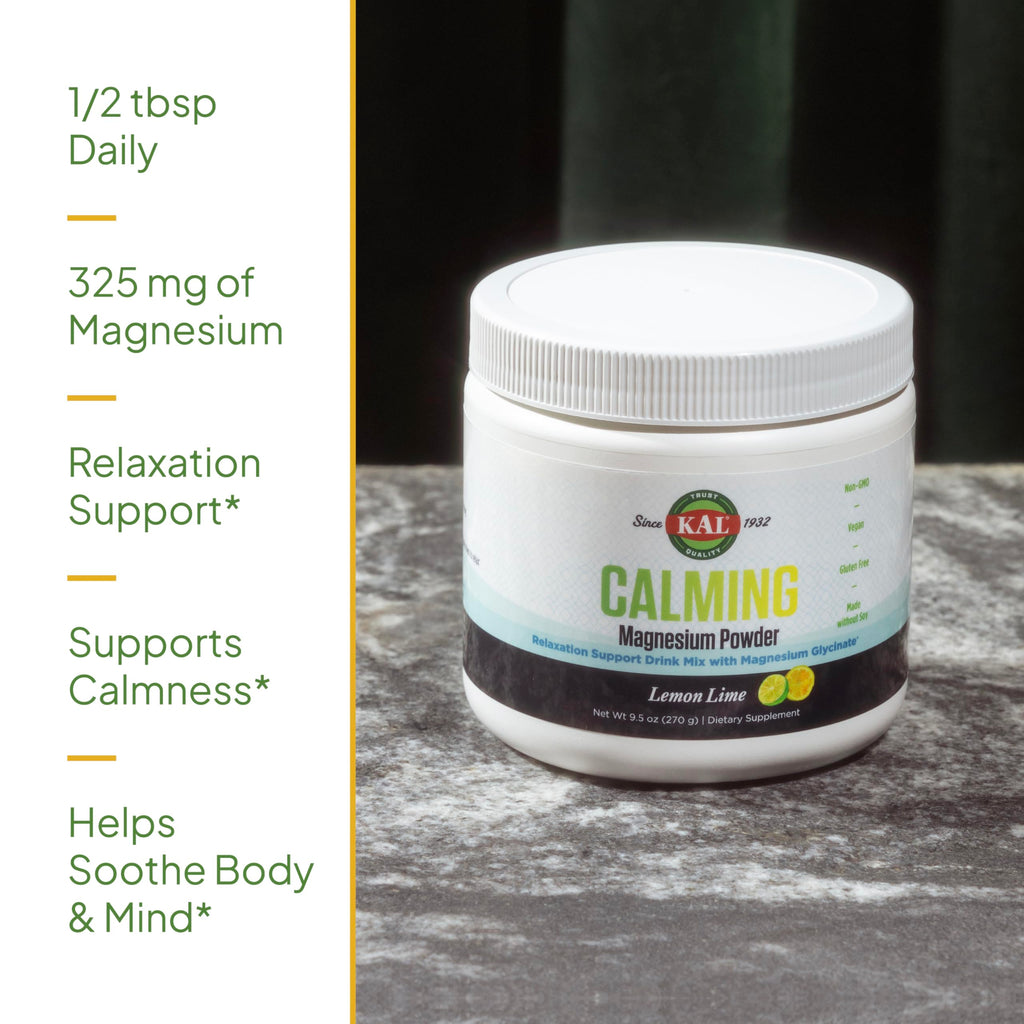 KAL Calming Magnesium Powder - Lemon Lime | High Absorption Magnesium Glycinate, 40 Servings