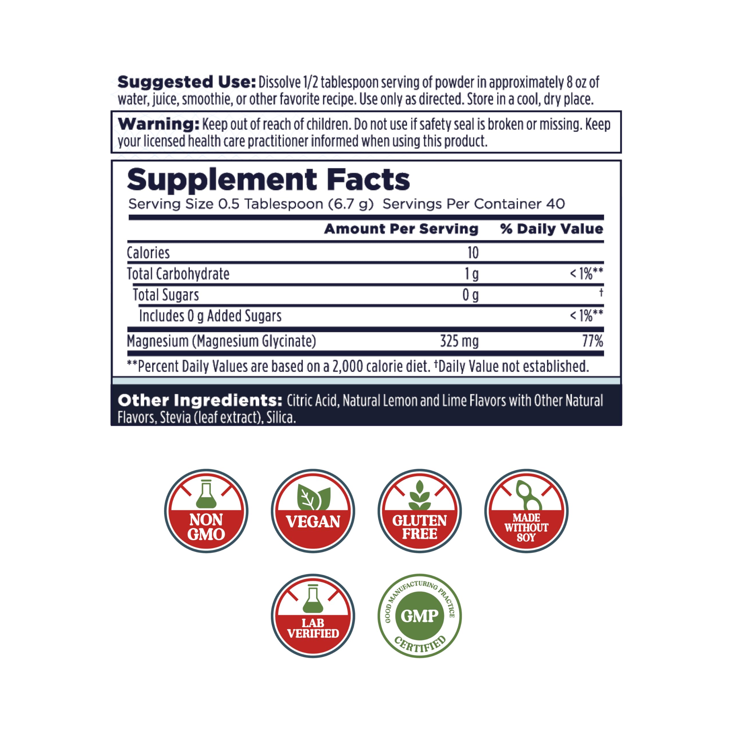 KAL Calming Magnesium Powder - Lemon Lime | High Absorption Magnesium Glycinate, 40 Servings