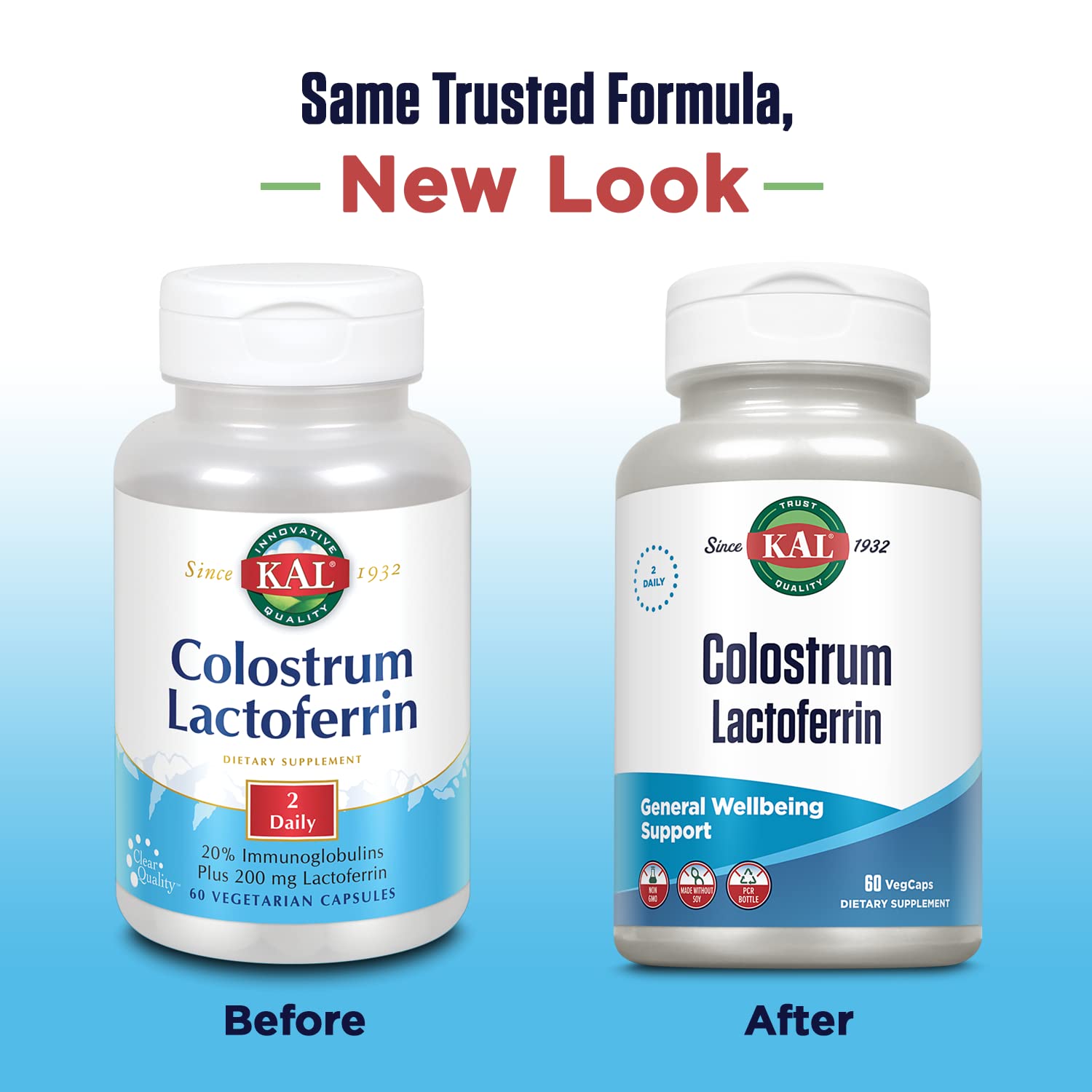 KAL Colostrum Lactoferrin with 20% Immunoglobulins | Immune Support | 30 Servings | 60 Caps