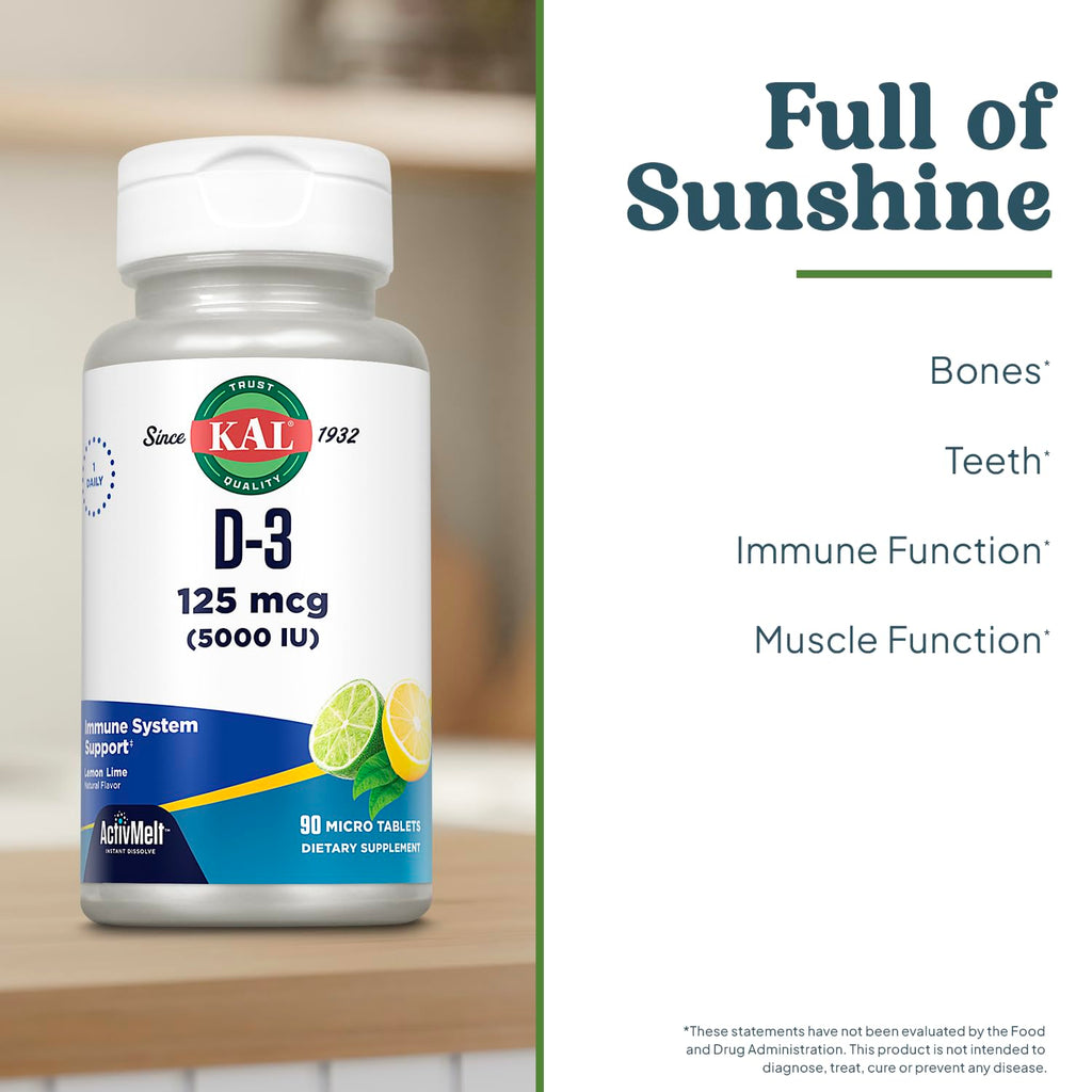 KAL Vitamin D-3 5000 IU ActivMelt - Instant Dissolve, Lemon Lime