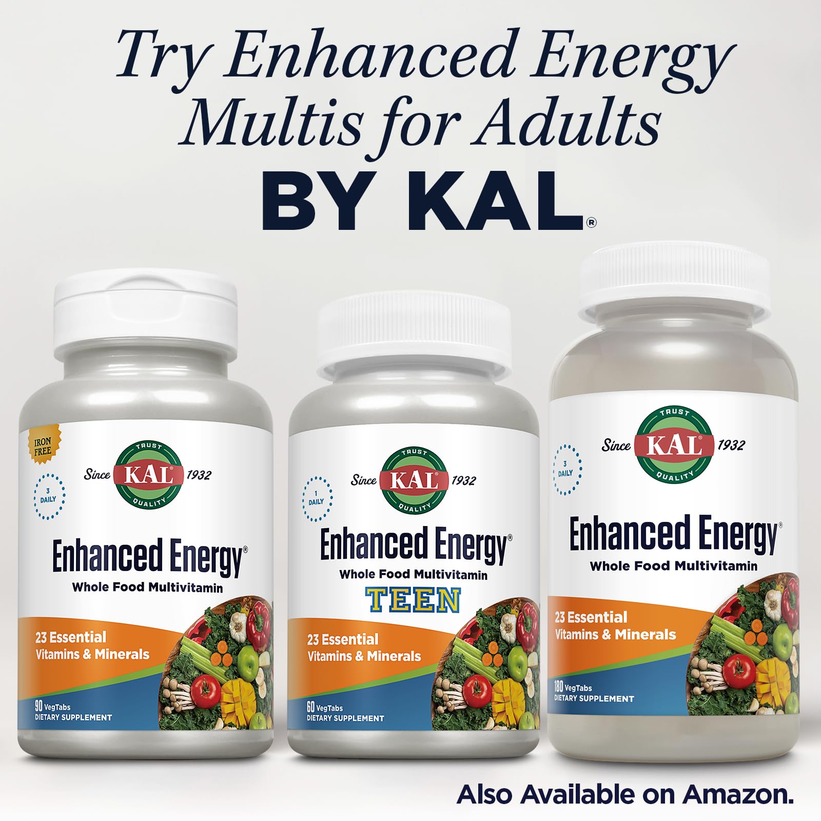 Kal Enhanced Energy for Teens Tablets, 60 Count - Daily Multivitamin
