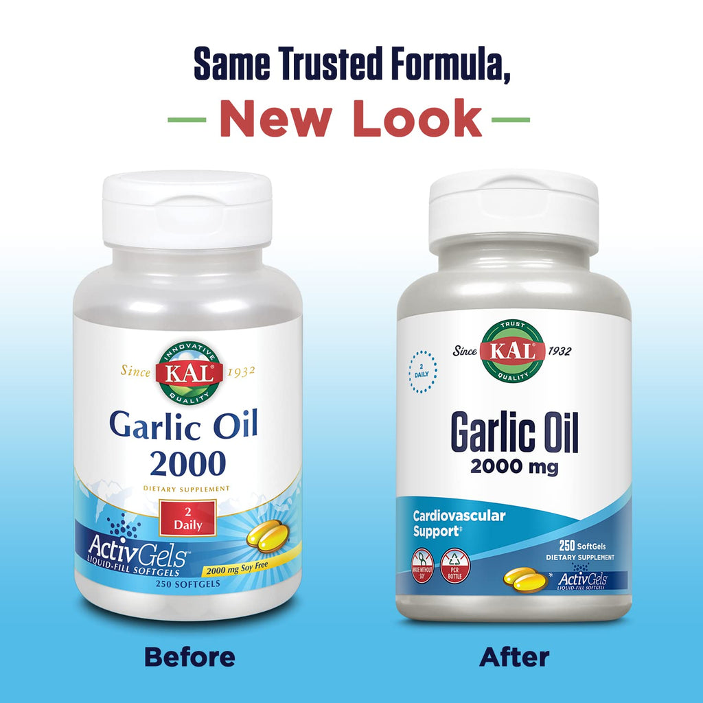 KAL Garlic Oil 2000 Softgels – 250 Count | Garlic Oil 500:1