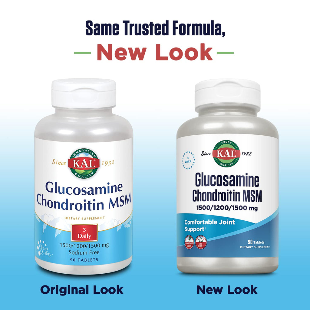 KAL Glucosamine Chondroitin MSM - Joint Support (1500/1200/1500 mg) - 60-Day Guarantee