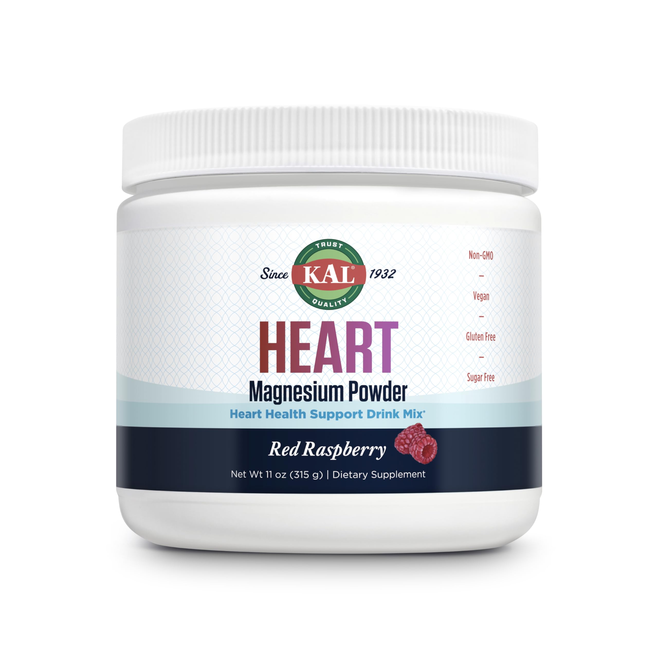 KAL Heart Magnesium Powder – Red Raspberry Flavor, 70 Servings, 11 oz