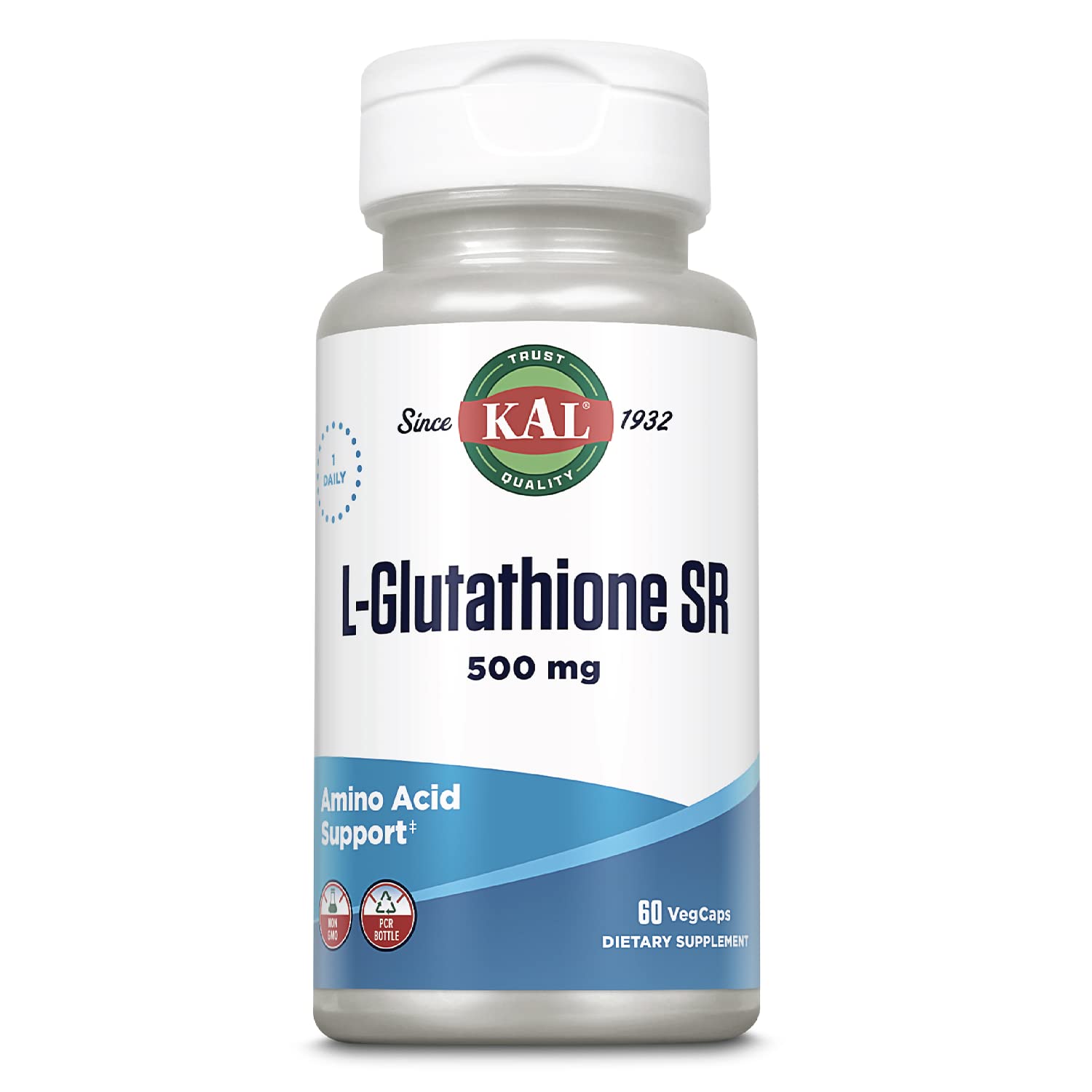 KAL L-Glutathione SR – Reduced GSH 500 mg | Lab Verified | 60 Servings | 60 VegCaps
