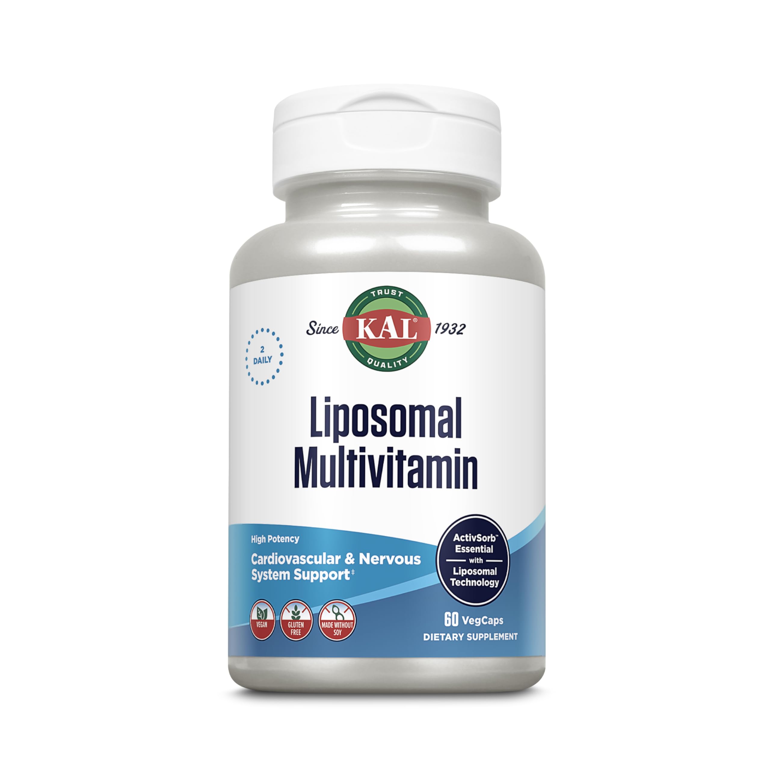 KAL Liposomal Multivitamin – High Potency Liposomal Vitamin C, D-3 & B Complex | 60 VegCaps