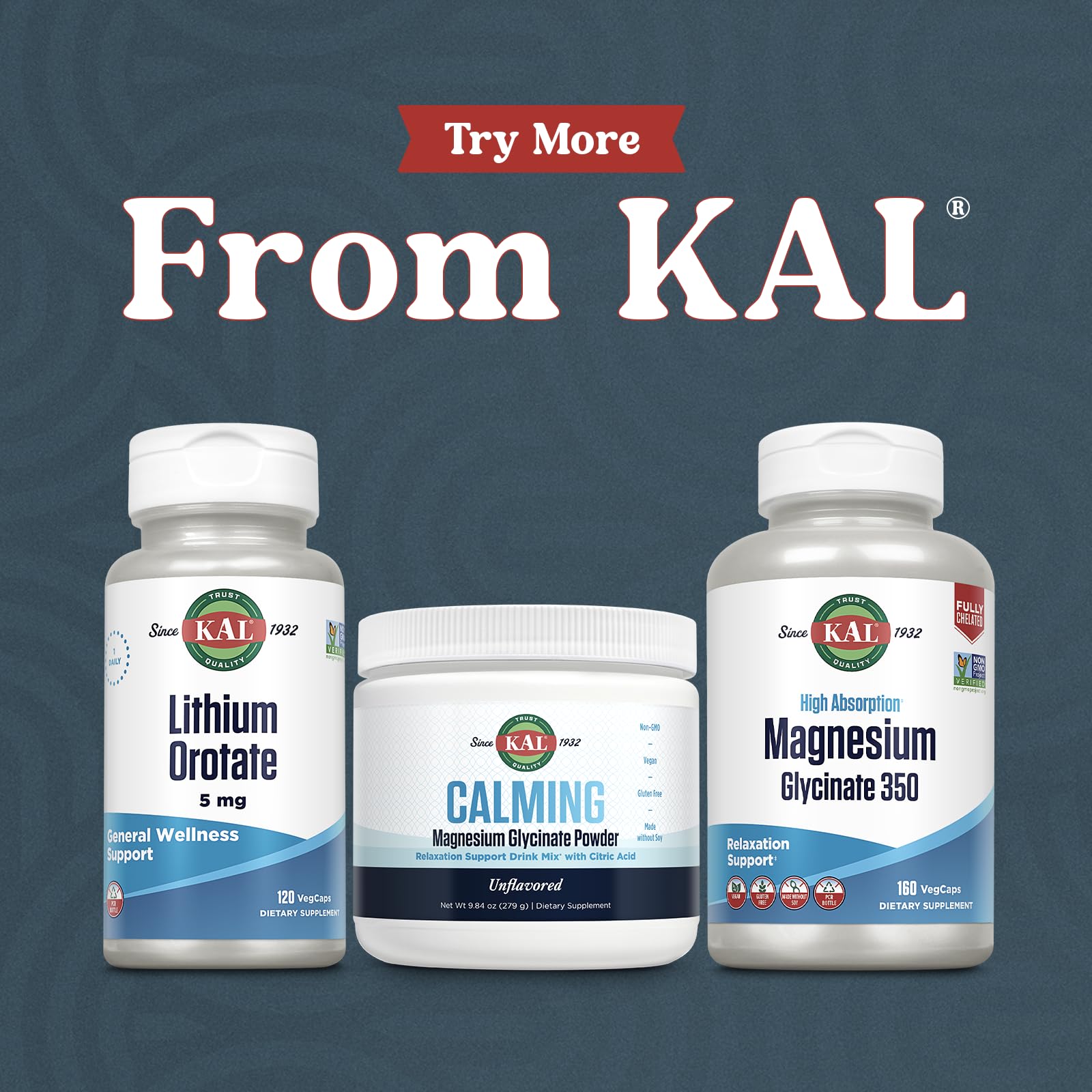 KAL Lithium Orotate 5 mg – 120 VegCaps (Pack of 2) | Mood Support