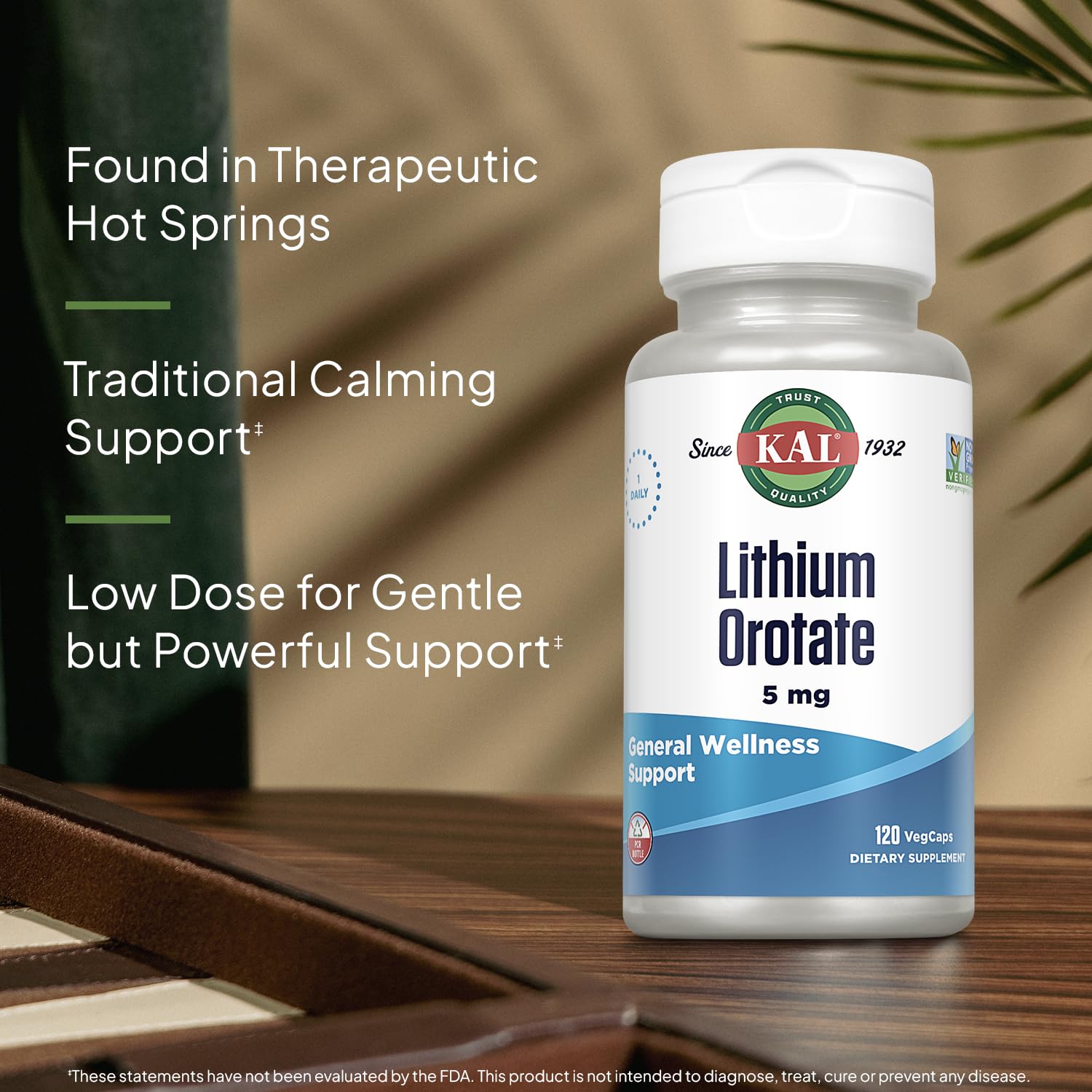 KAL Lithium Orotate 5 mg – 120 VegCaps (Pack of 2) | Mood Support