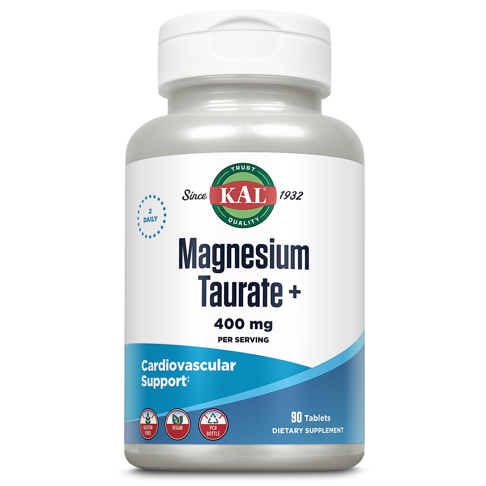 KAL Magnesium Taurate 400mg + Vitamin B6 | Vegan & Gluten Free