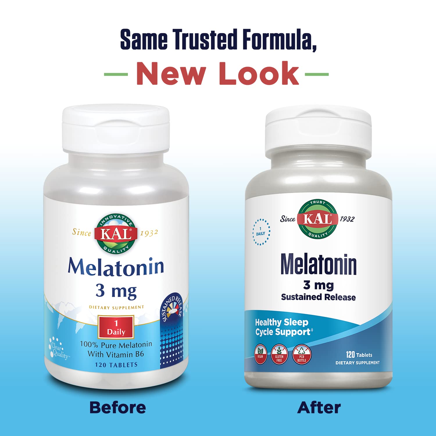 KAL Melatonin 3mg Sustained Release Sleep Aid – Vegan, Gluten Free | 120 tablets