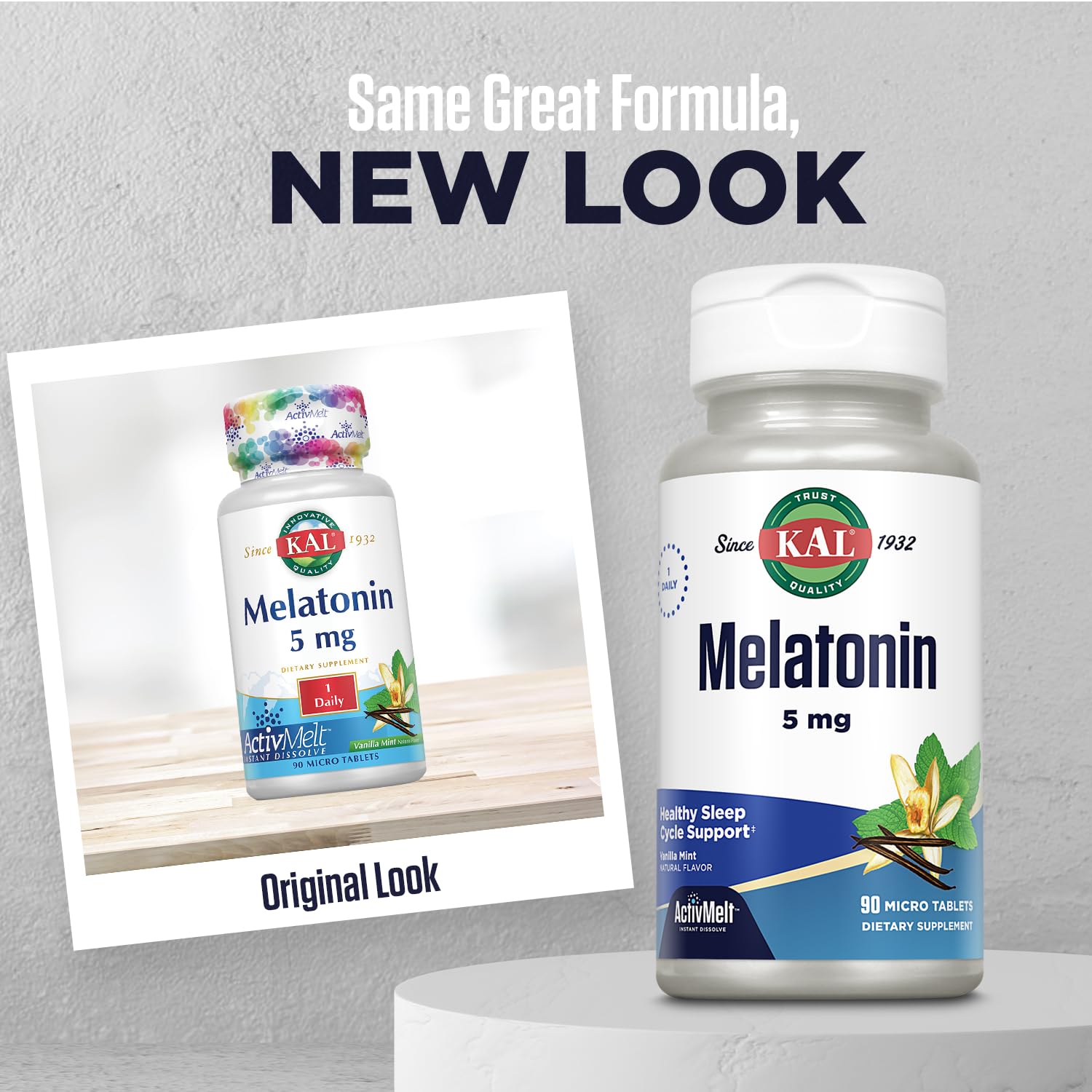 KAL Melatonin 5 mg Sleep Aid – 90 Veg Micro Tablets, Vanilla Mint