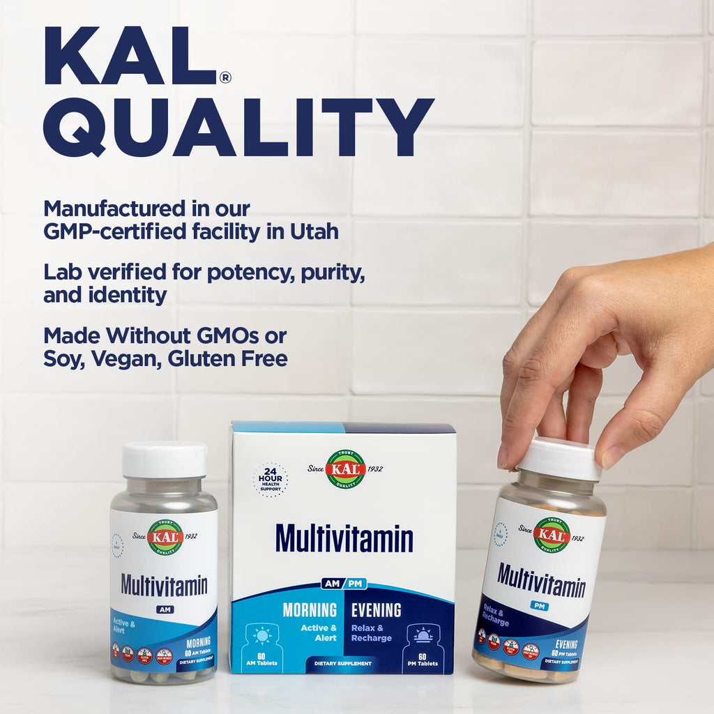 KAL Multivitamin AM/PM 2-in-1 – Immune & Cellular Support, Gluten Free | 120 Tablets