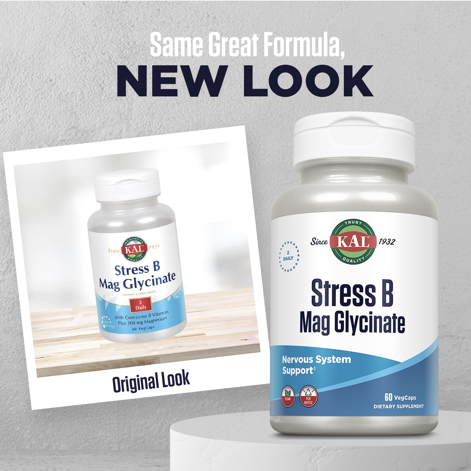 KAL Stress B Mag Glycinate - B-Complex with Magnesium Glycinate, 60 VegCaps