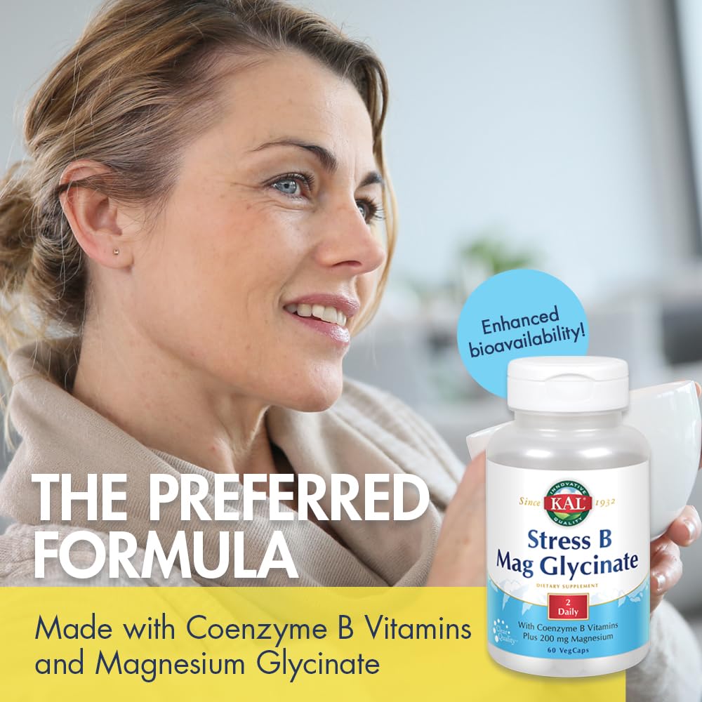 KAL Stress B Mag Glycinate - B-Complex with Magnesium Glycinate, 60 VegCaps