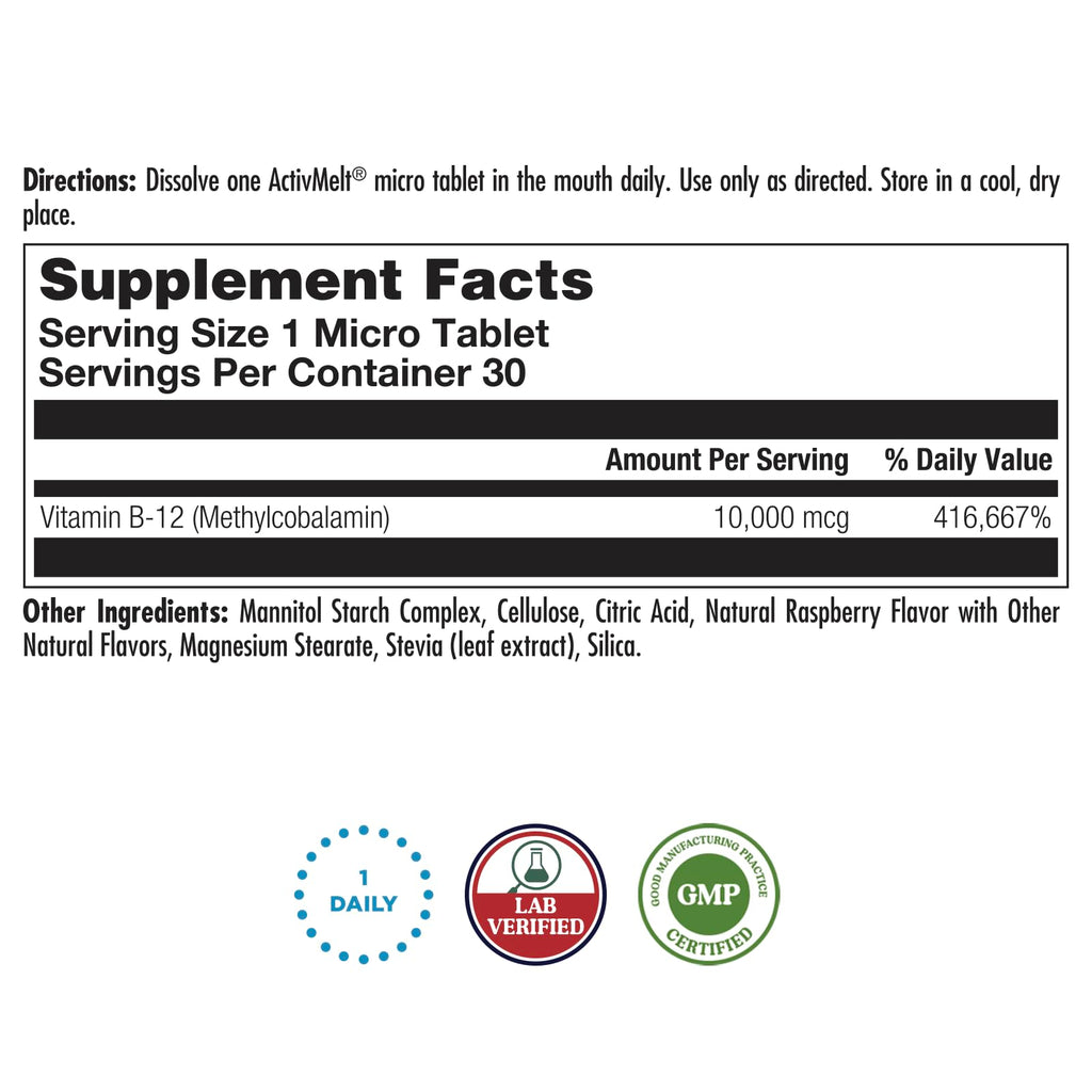 KAL Ultra B12 10,000 mcg – High Potency Methylcobalamin Vitamin B-12