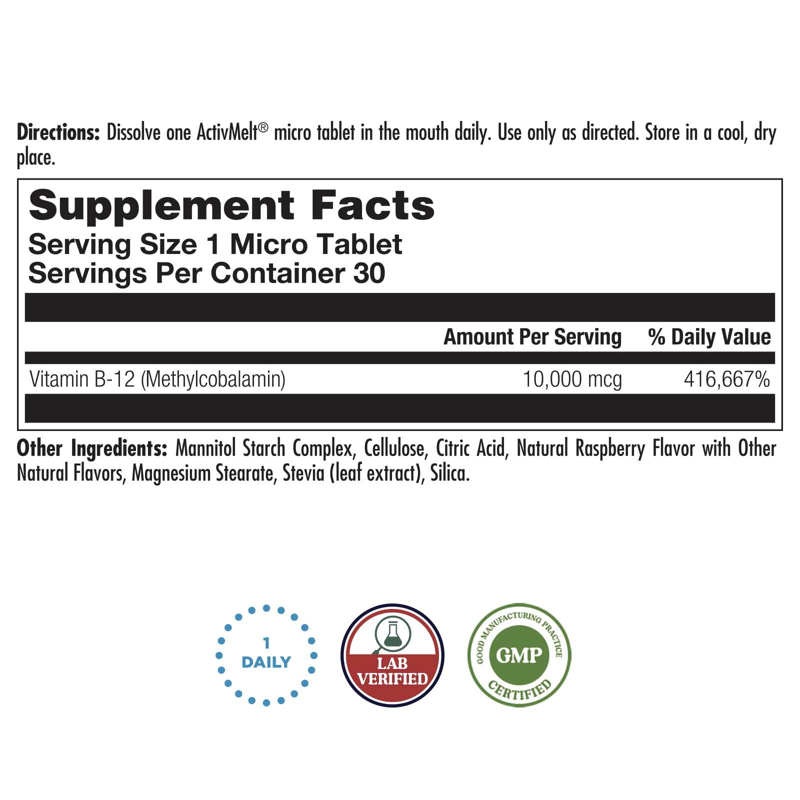 KAL Ultra B12 10,000 mcg – High Potency Methylcobalamin Vitamin B-12