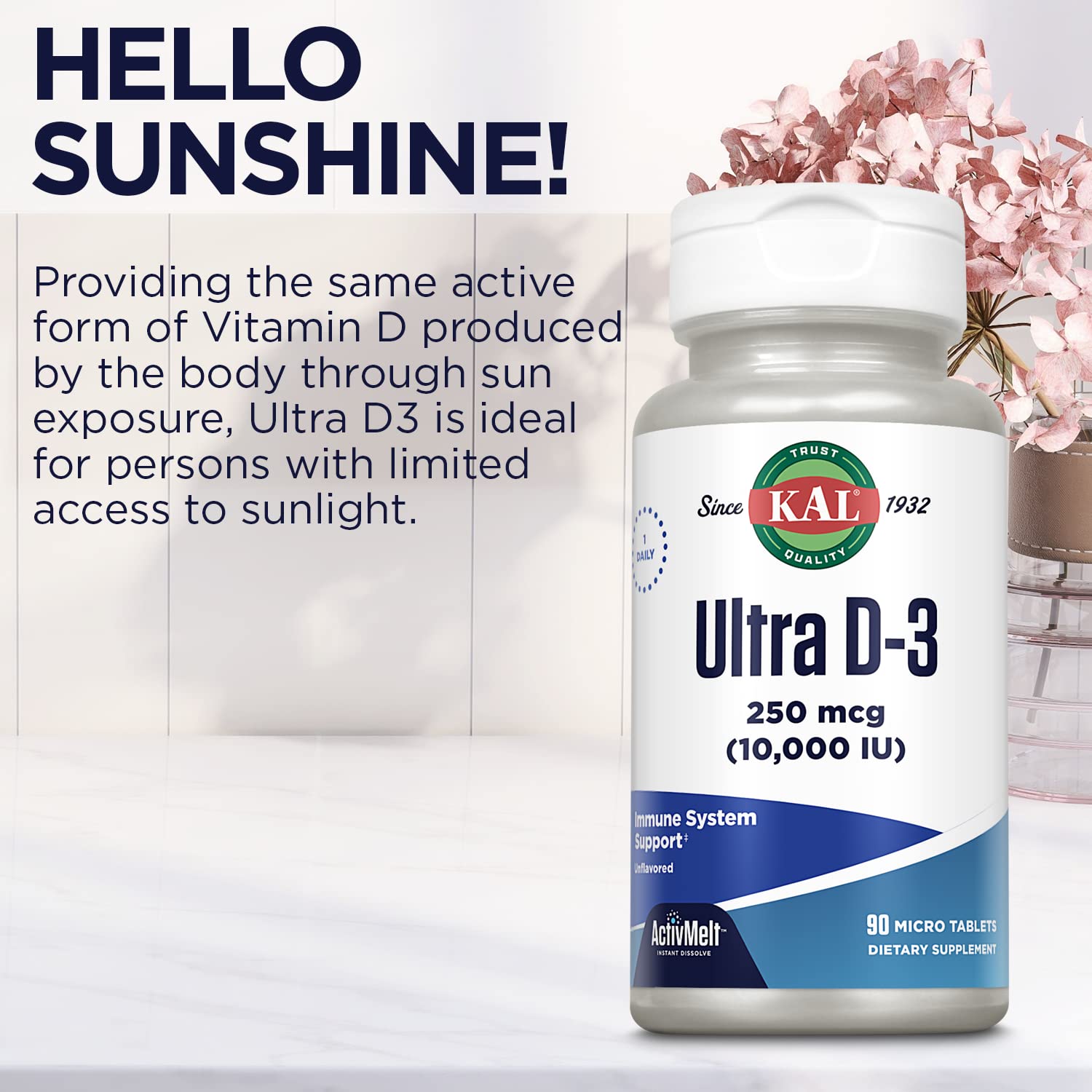 KAL Ultra Vitamin D3 250 mcg (10000 IU) – High Potency D3, Immune Support, Bone Health | ActivMelt