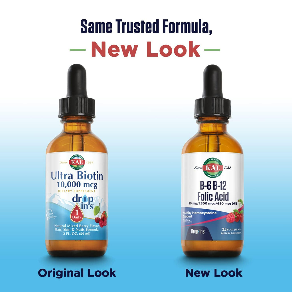 KAL Vitamin B-6 B-12 Folic DropIns – Berry Liquid B-Complex, 59 Servings, 2 oz