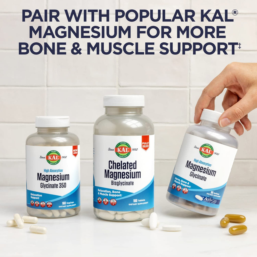 KAL Calcium Citrate + Magnesium Chewables with Vitamin D3, 60 Count