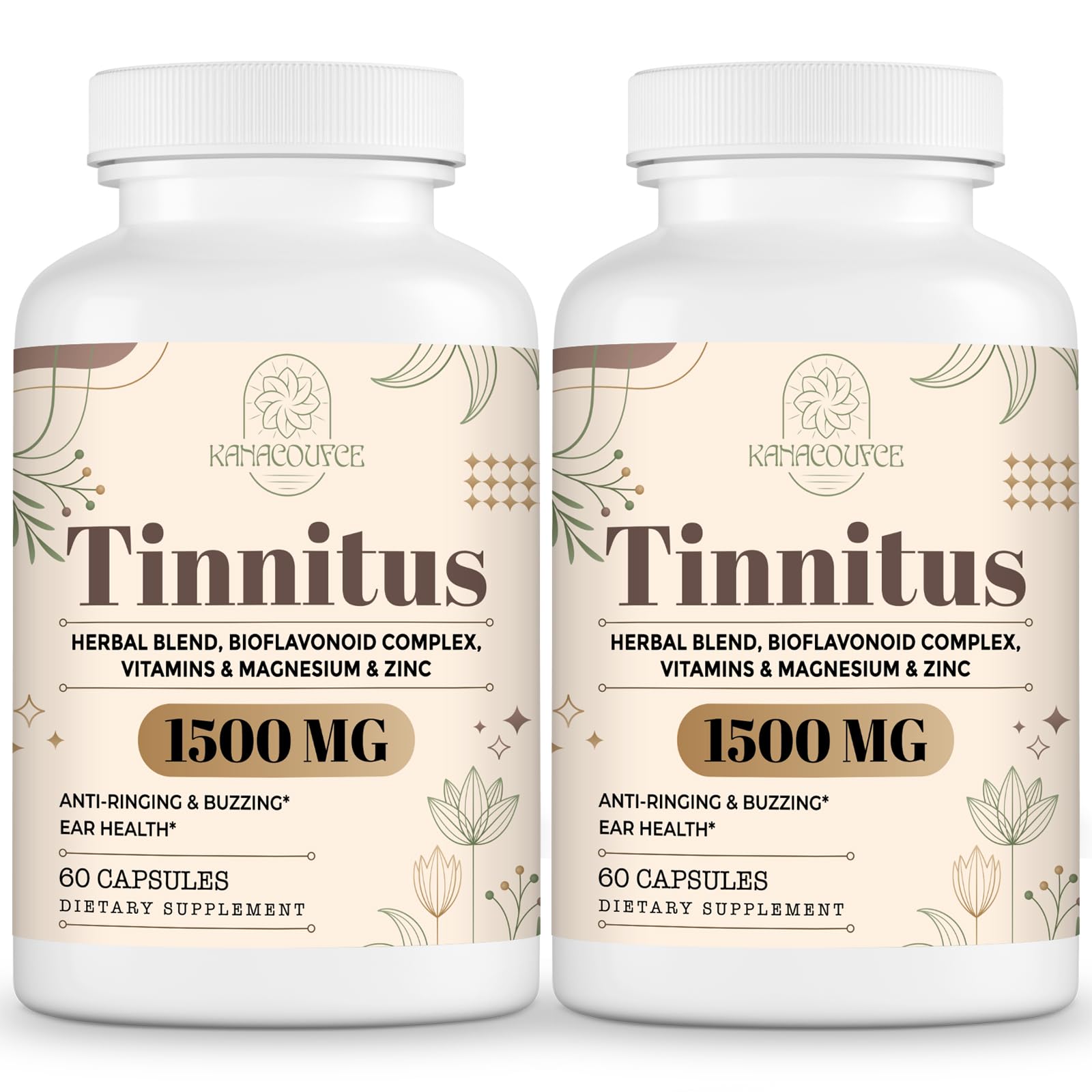 Kanacoufce 1500MG Tinnitus – Ringing Ears Supplement, 120 Capsules
