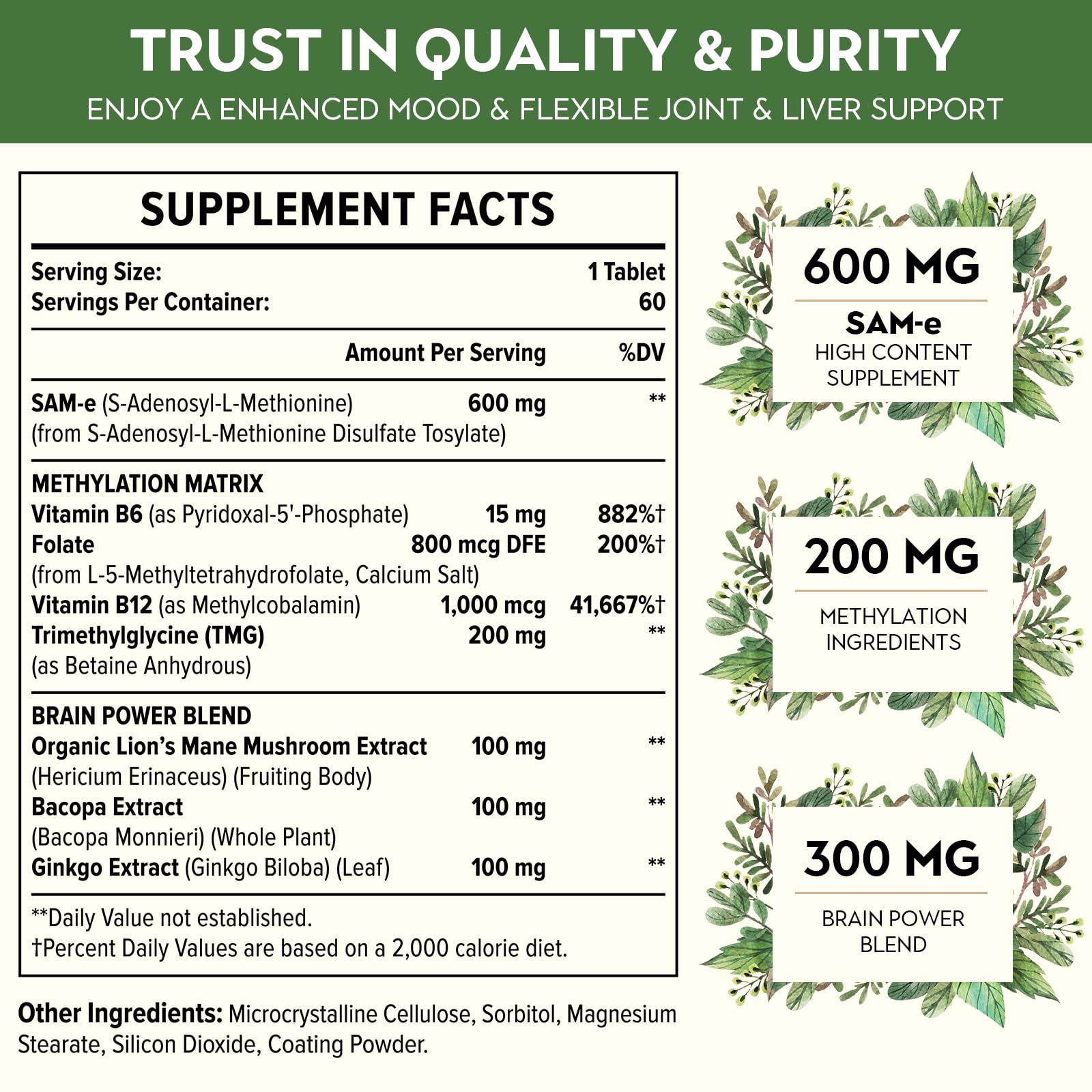 Kanacoufce 1100mg SAM-e – Mood, Joints & Liver Support | 60 Tablets