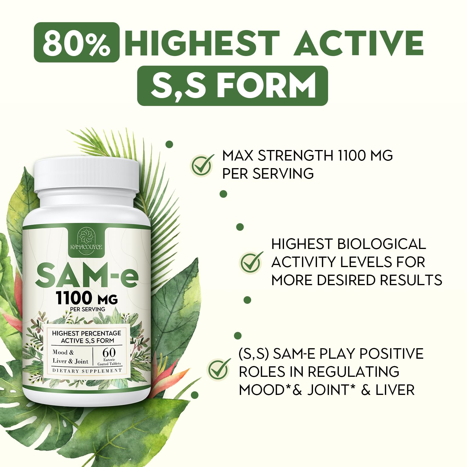 Kanacoufce 1100mg SAM-e – Mood, Joints & Liver Support | 60 Tablets
