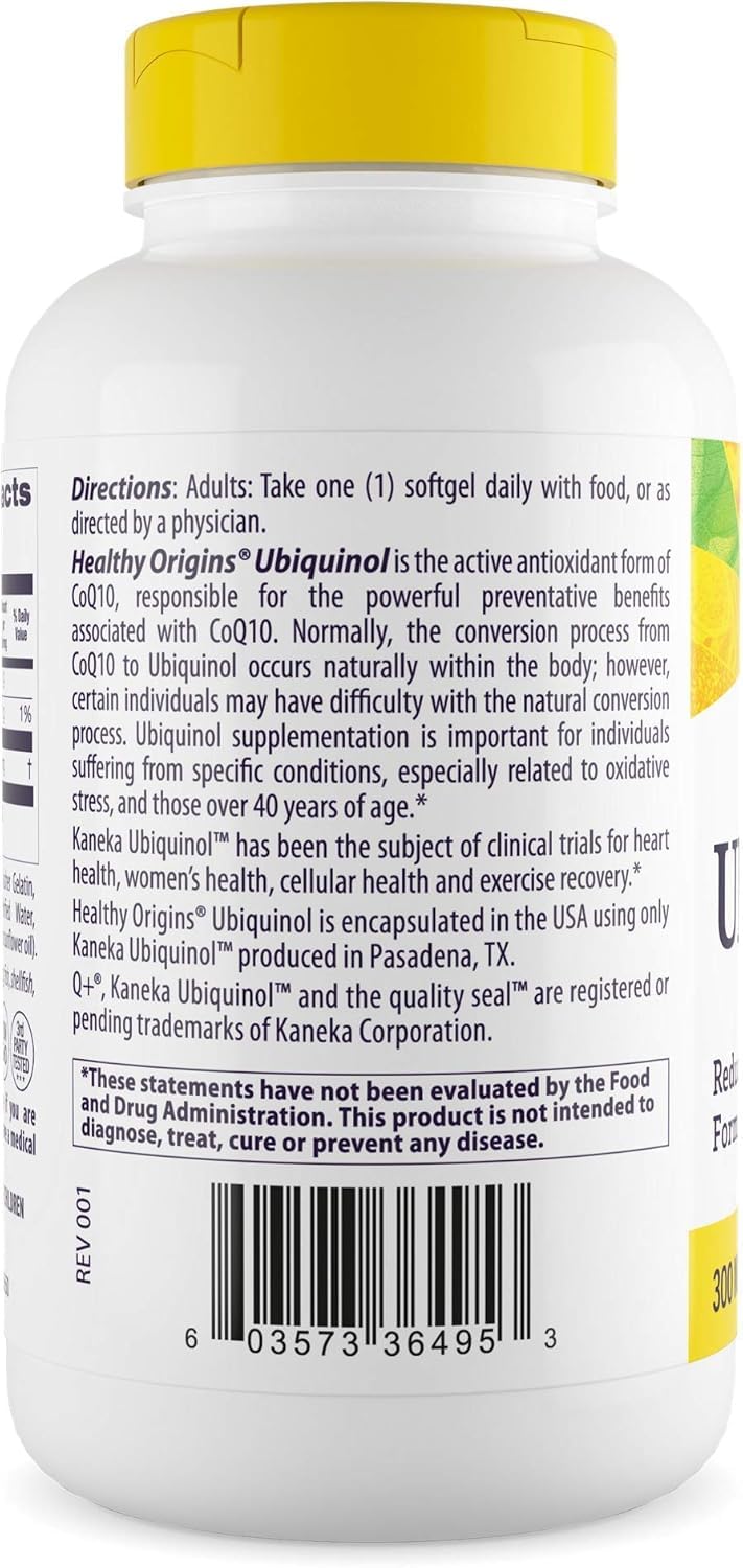 Healthy Origins Ubiquinol 300 mg Softgels – Active CoQ10 for Heart Health & Antioxidant Support