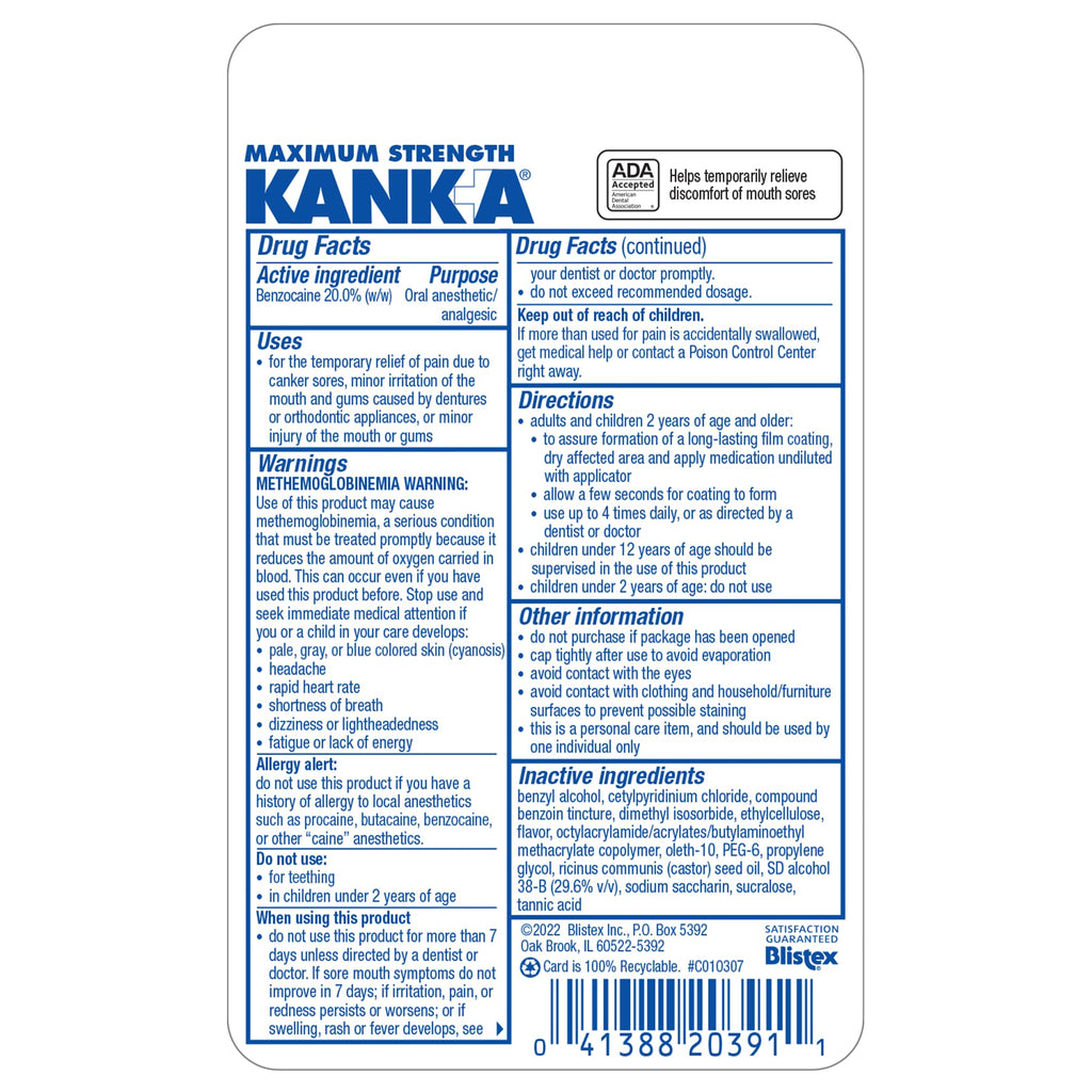 Kank-A Mouth Pain Liquid – Maximum Strength, 0.33 Fl Oz (Canker Sore Medicine)