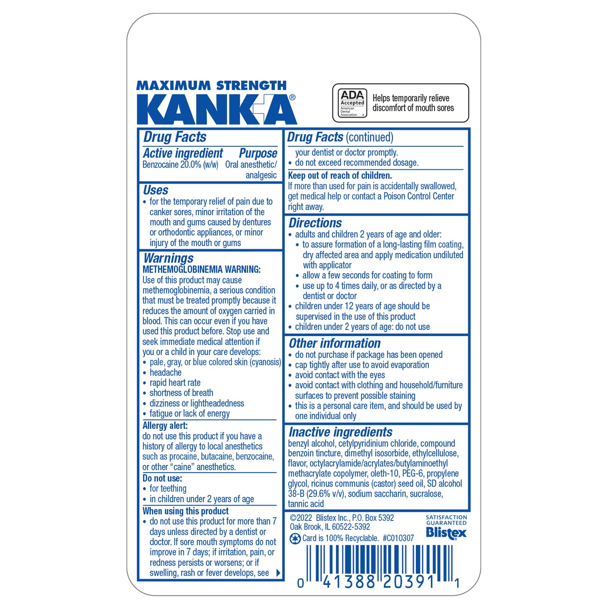 Kank-A Mouth Pain Liquid – Maximum Strength, 0.33 Fl Oz (Canker Sore Medicine)