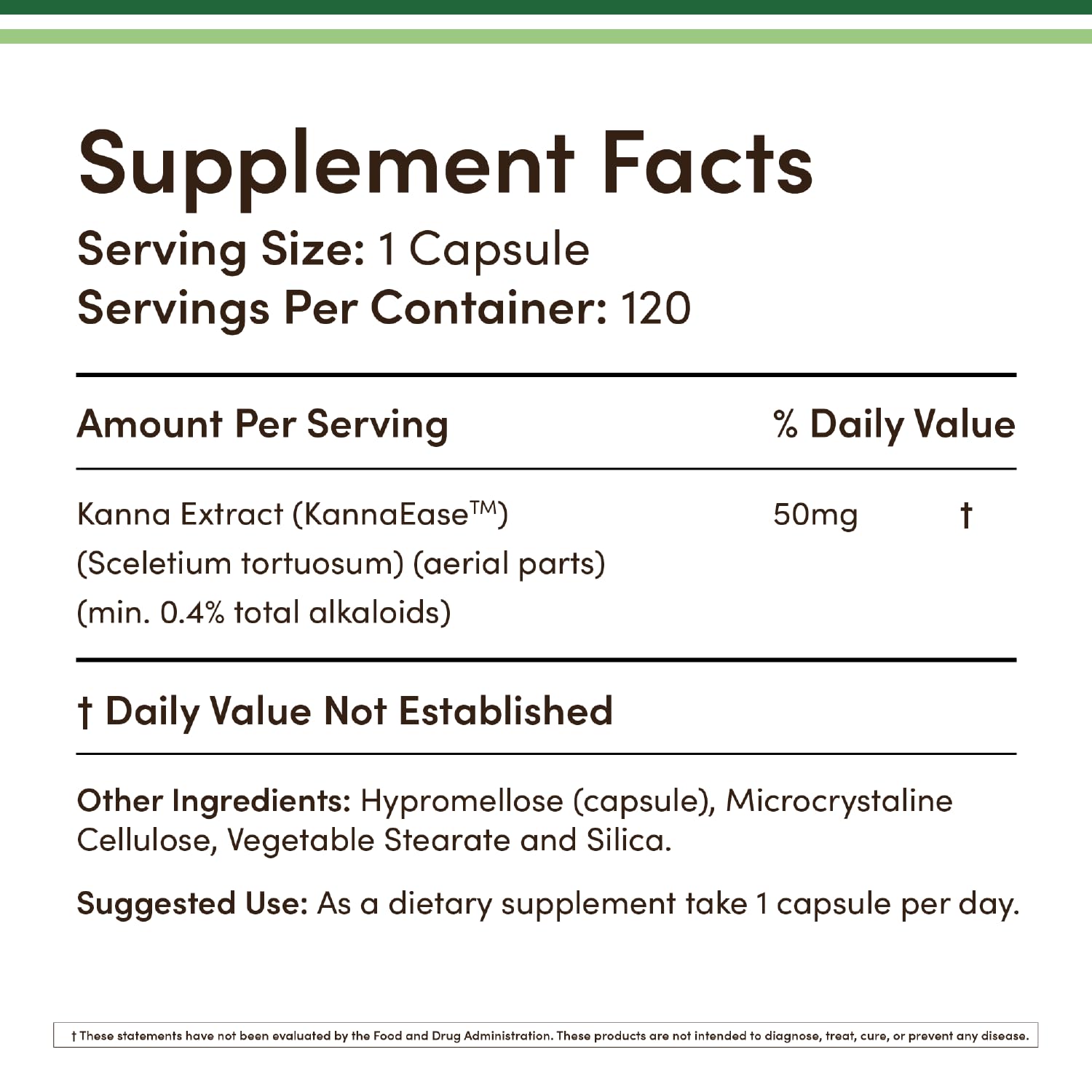 Kanna Extract Supplement 50mg – 120 Count (Pack of 2) – Double Wood | Non-GMO, Gluten Free, Vegan