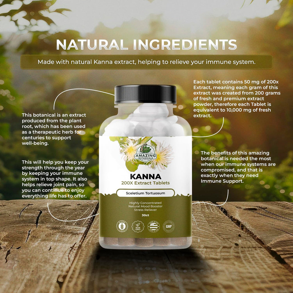 Amazing Botanicals Kanna Extract Tablets – Sceletium Tortuosum (10,000 mg per Tablet) – 30 Tablets