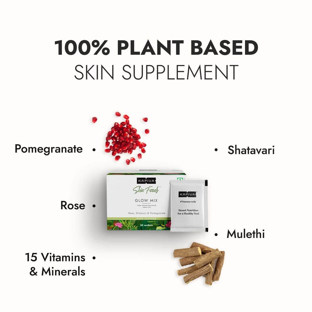 Kapiva Skin Foods Glow Mix | Ayurvedic Skin Supplement, Collagen Powder (30 Sachets)