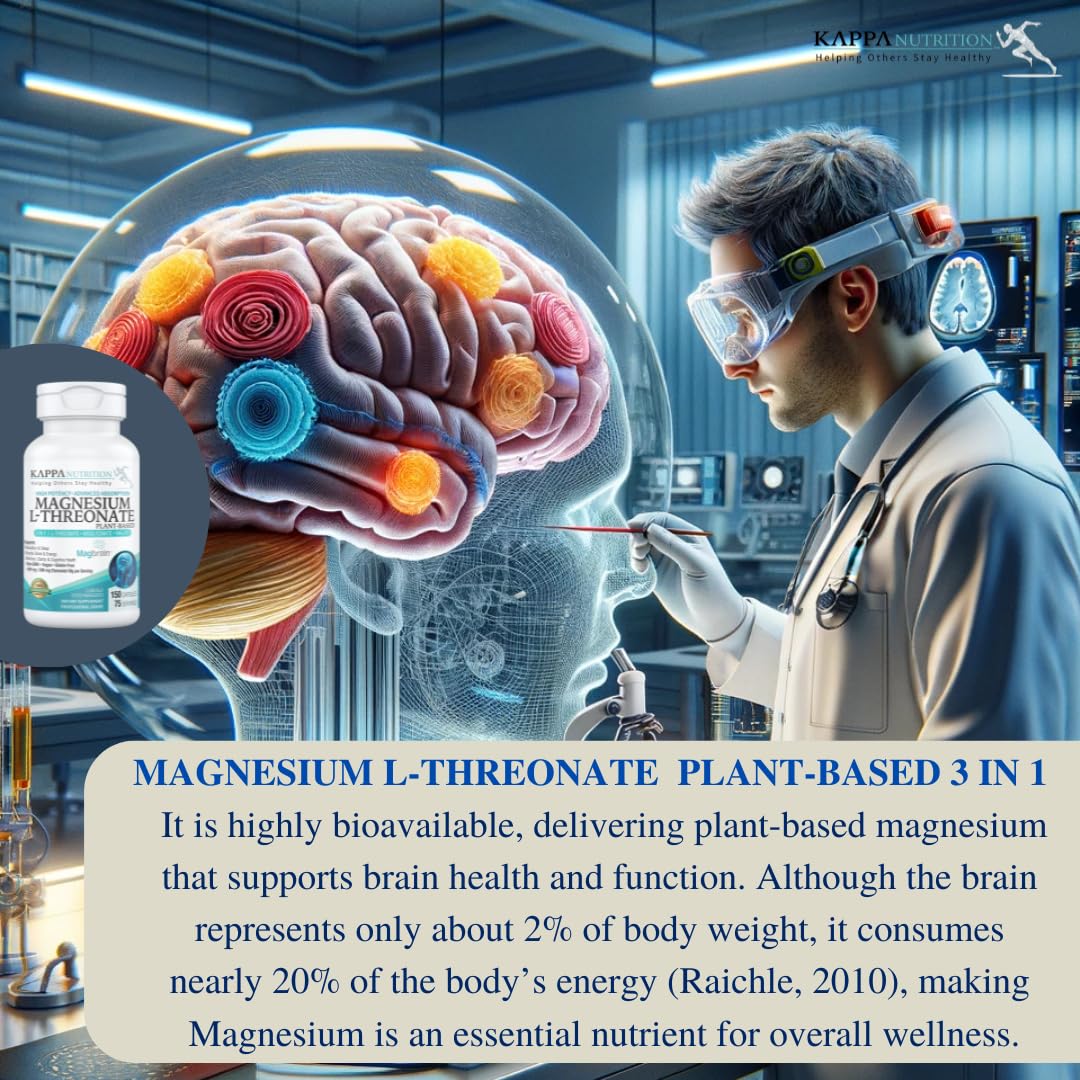 Kappa Nutrition Magbrain Magnesium L-Threonate – 420 mg Elemental Magnesium, 150 Vegan Capsules