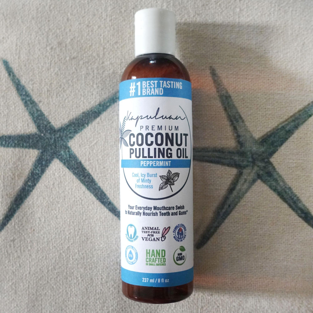 Kapuluan Coconut Oil Pulling for Teeth and Gums – Pure Peppermint Mouthwash, 100% Natural, Non-GMO, Ayurvedic