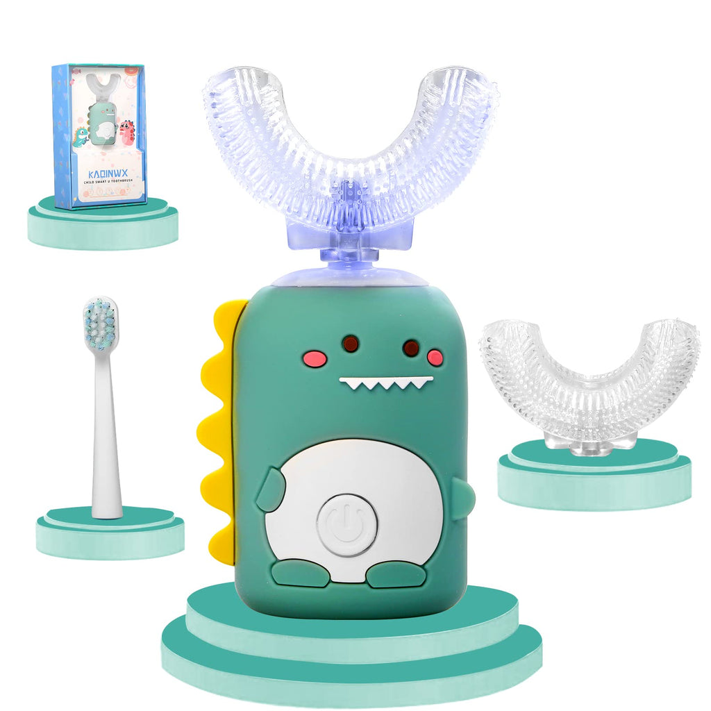 KAQINWX Kids U-Shaped Electric Toothbrush - 2-12 Years, 3 Modes, Dino Design