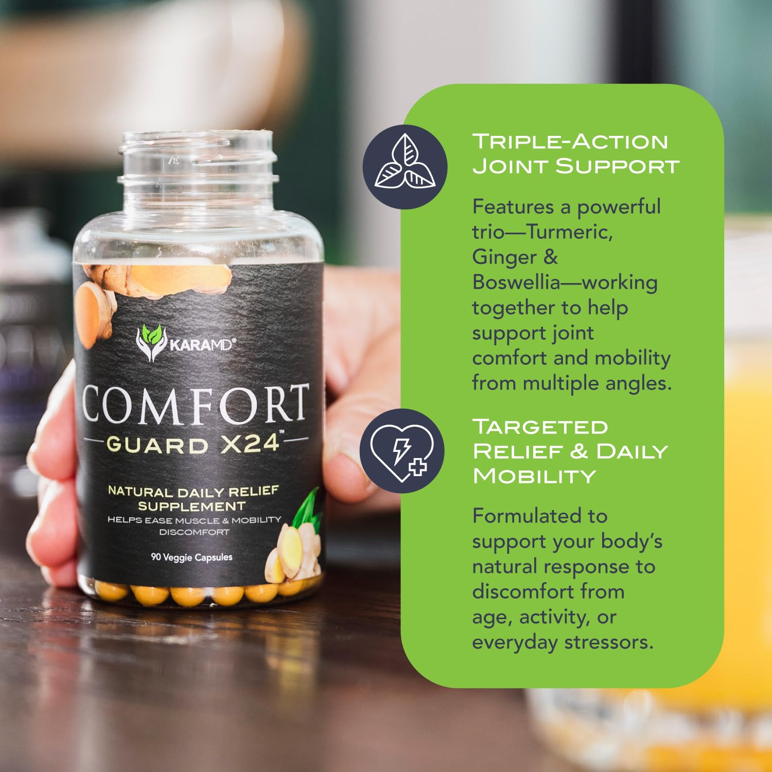 KaraMD Comfort Guard X24 – Joint Support with Turmeric, Boswellia & Ginger (4 Pack)