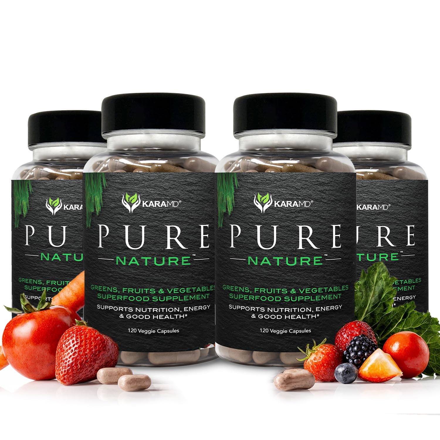 KaraMD Pure Nature Greens, Fruits & Veggies – 4-Pack | Vegan, Gluten Free