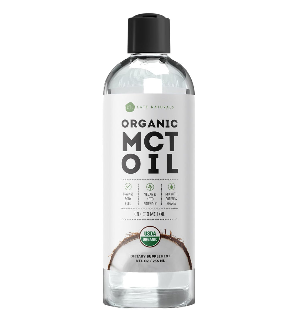 Kate Naturals Organic MCT Oil for Coffee – C8 & C10, 8oz, Unflavored